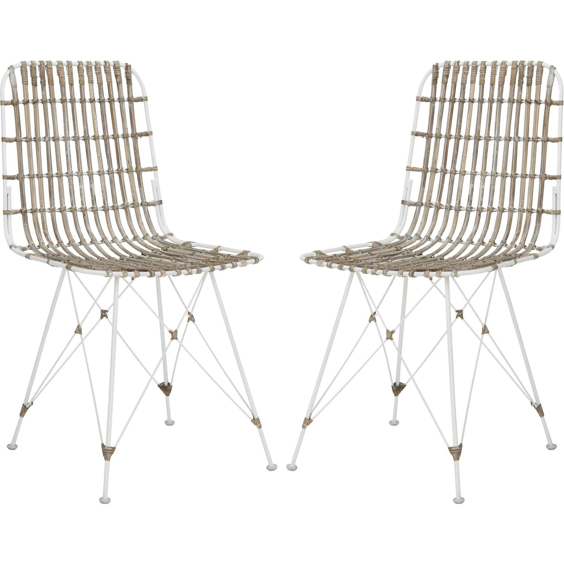 Millie Wicker Dining Chair White Wash (Set of 2)
