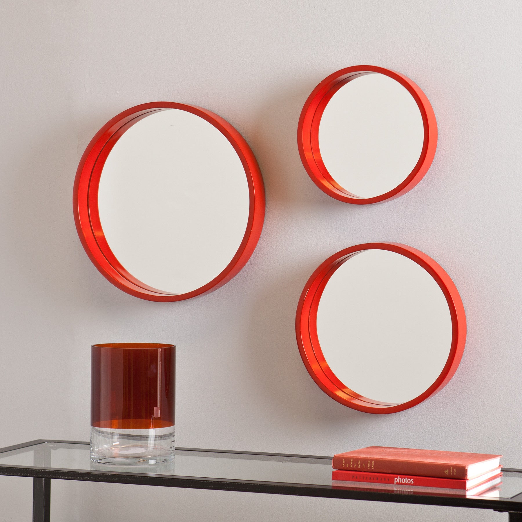 Daws Wall Mirror Red/Orange (Set of 3)