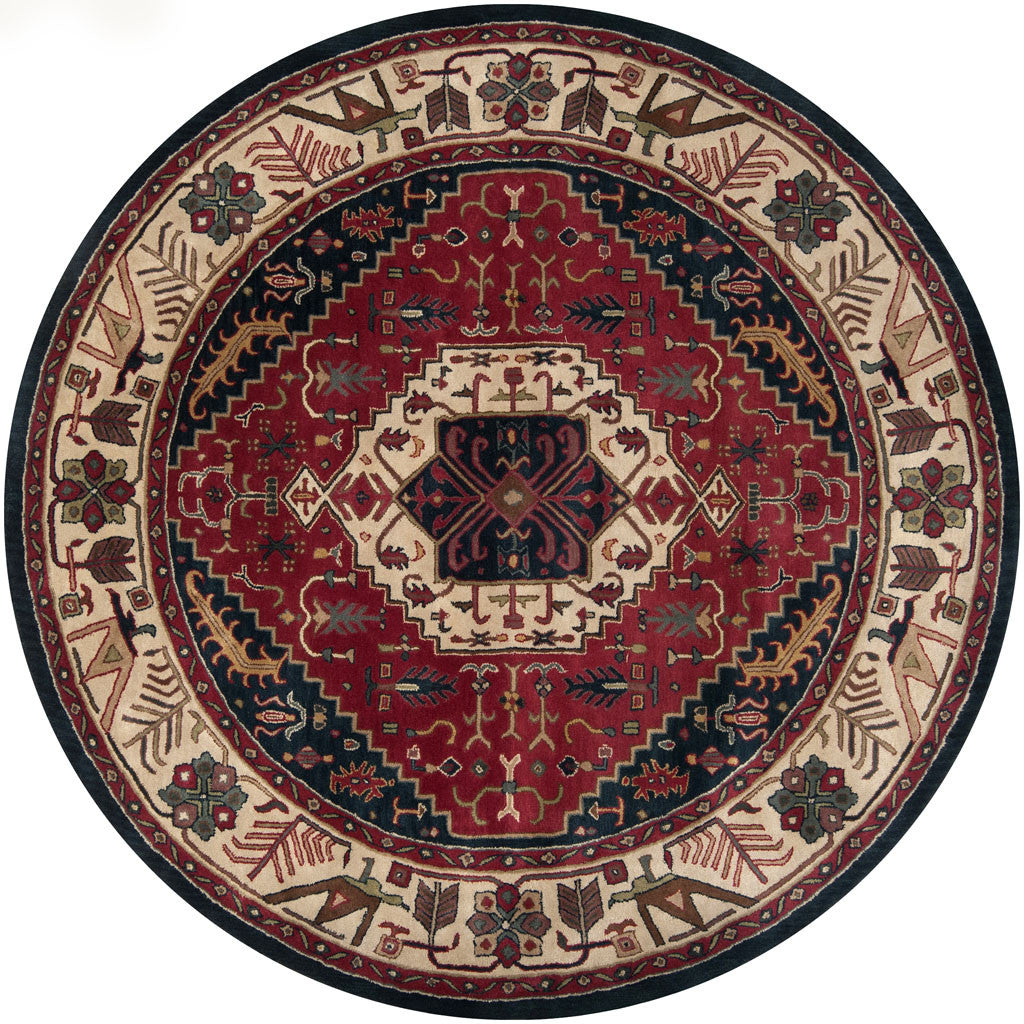 Ancient Treasures Burgundy/Navy Round Rug
