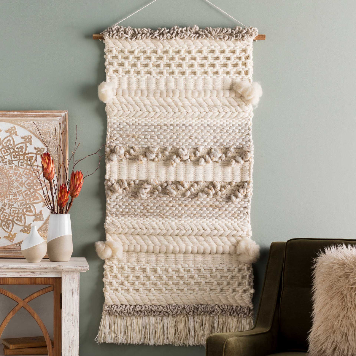 Ariyah Wall Hanging Cream/Ivory/Tan