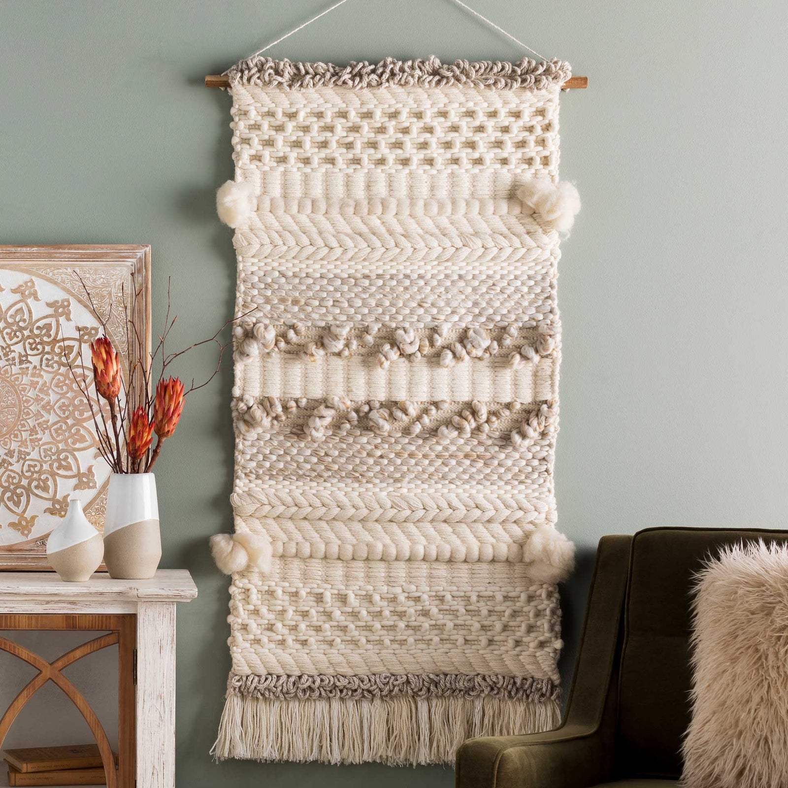 Ariyah Wall Hanging Cream/Ivory/Tan