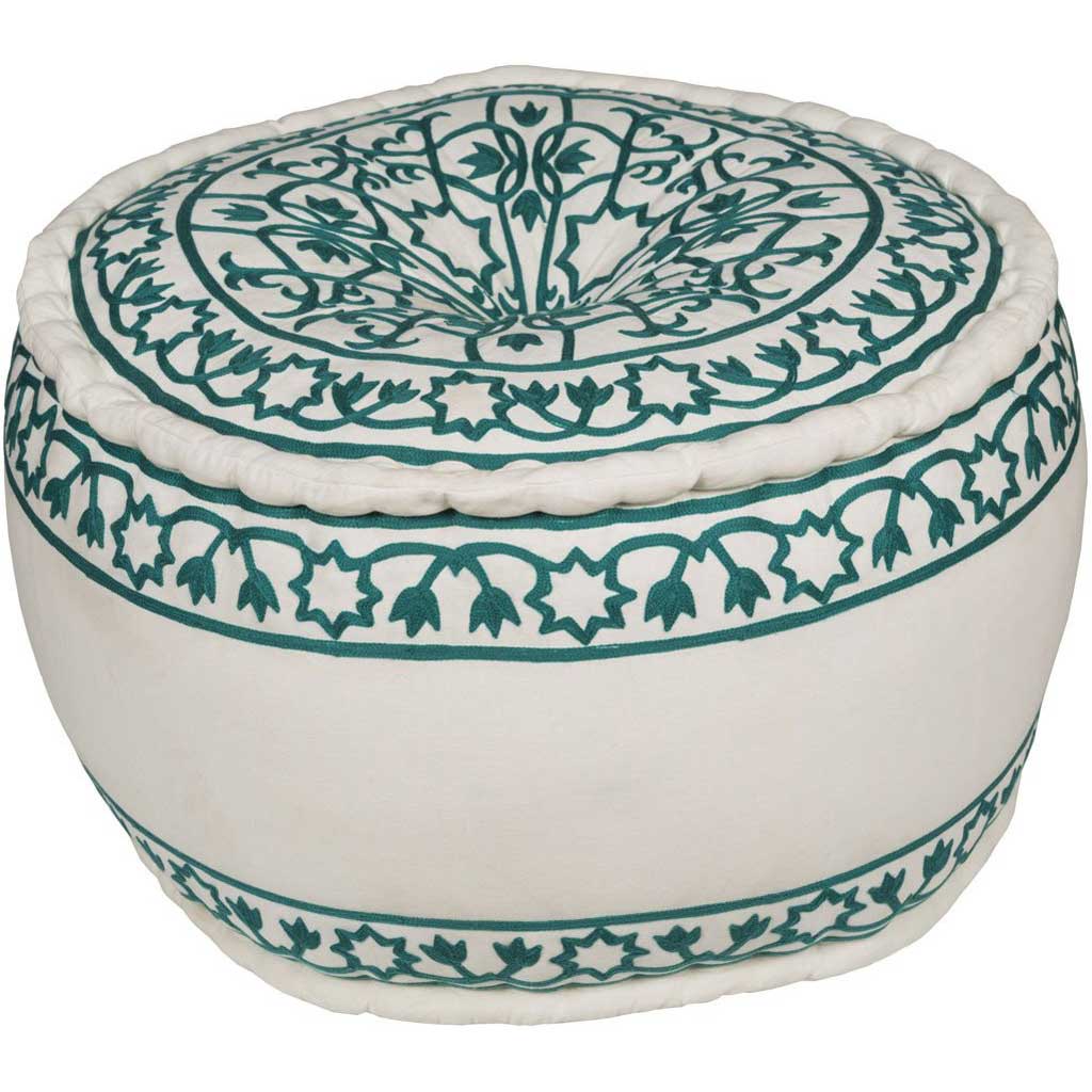 Akua Cube Teal/White Pouf