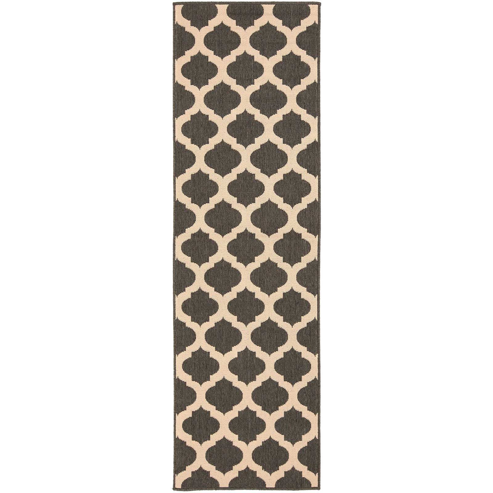 Alfresco Lattice Black/Beige Runner Rug