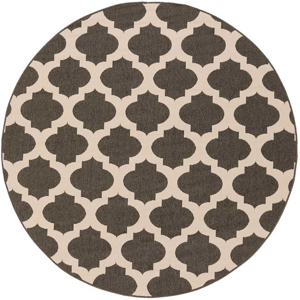 Alfresco Lattice Black/Beige Round Rug