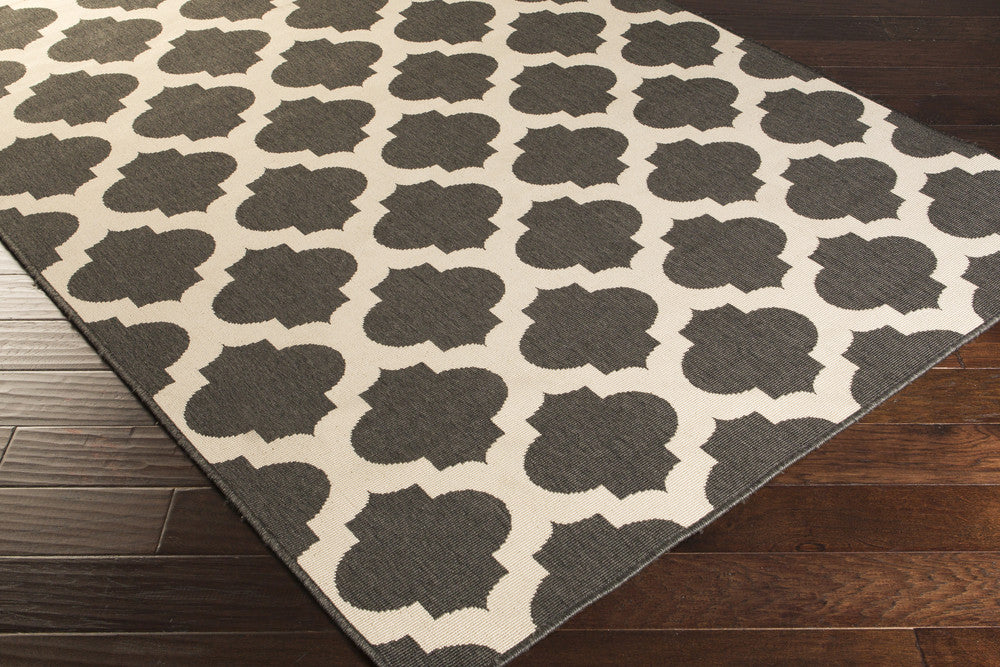 Alfresco Lattice Black/Beige Area Rug