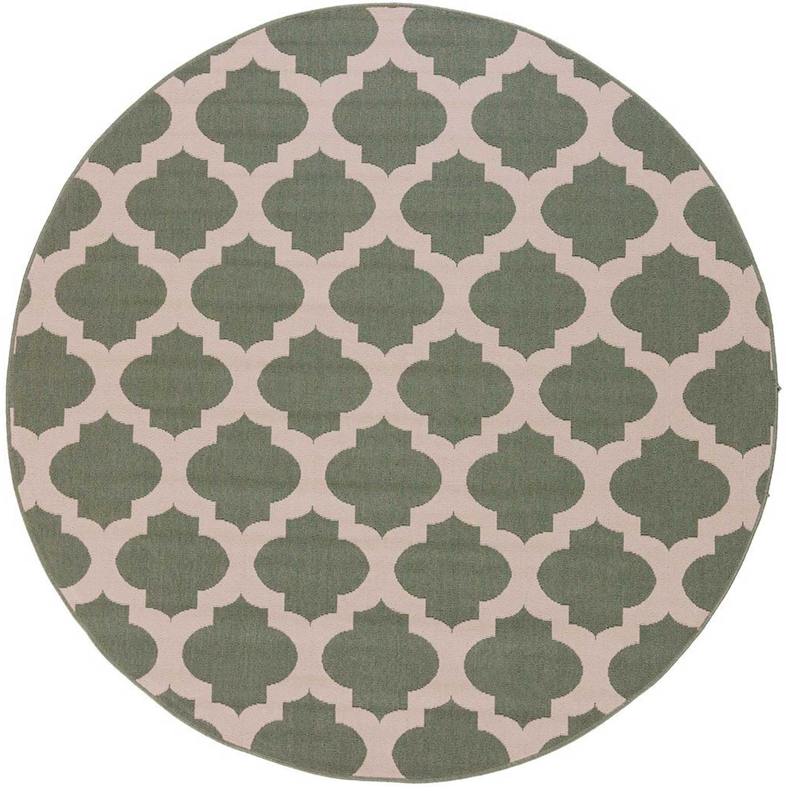 Alfresco Lattice Moss/Beige Round Rug