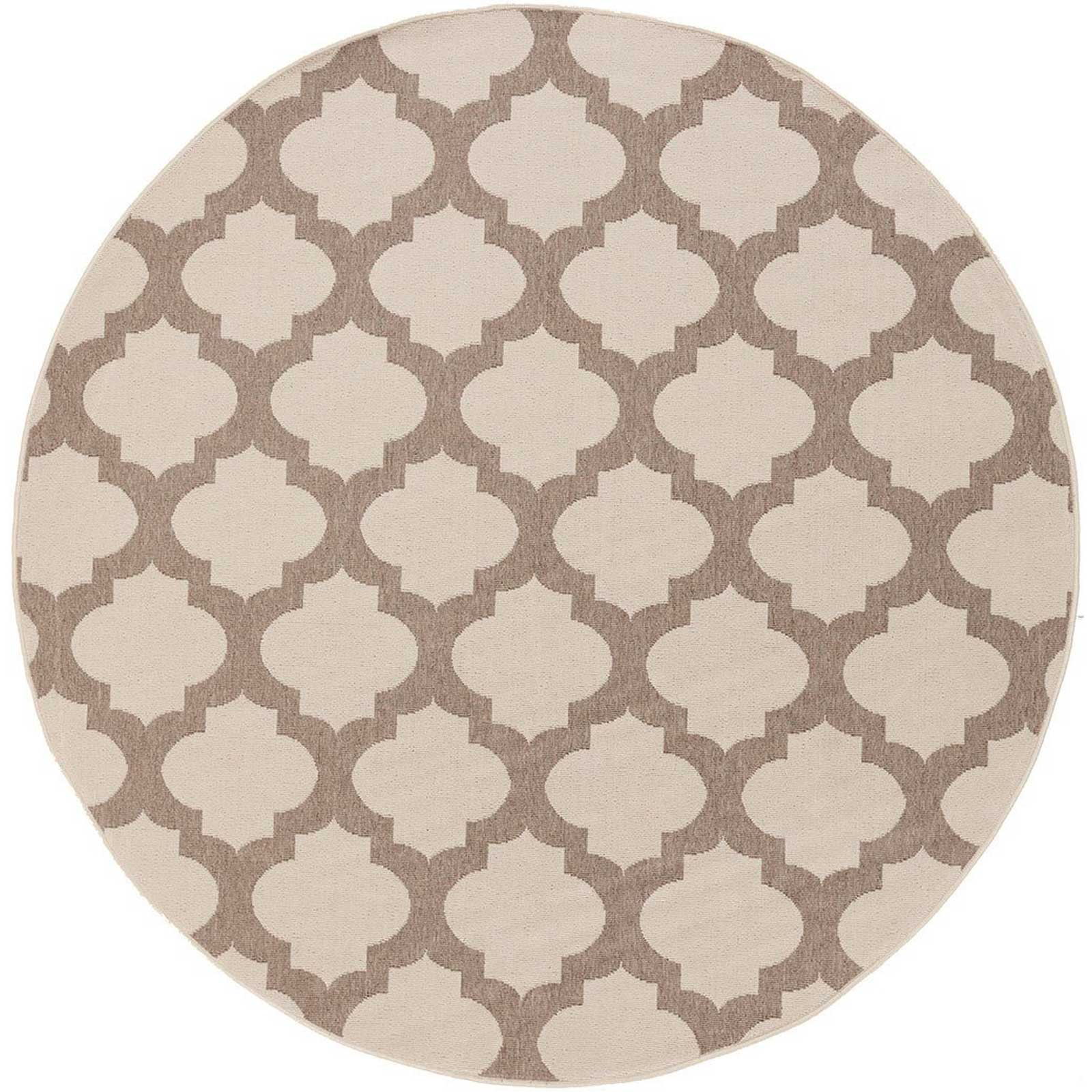 Alfresco Lattice Beige/Taupe Round Rug