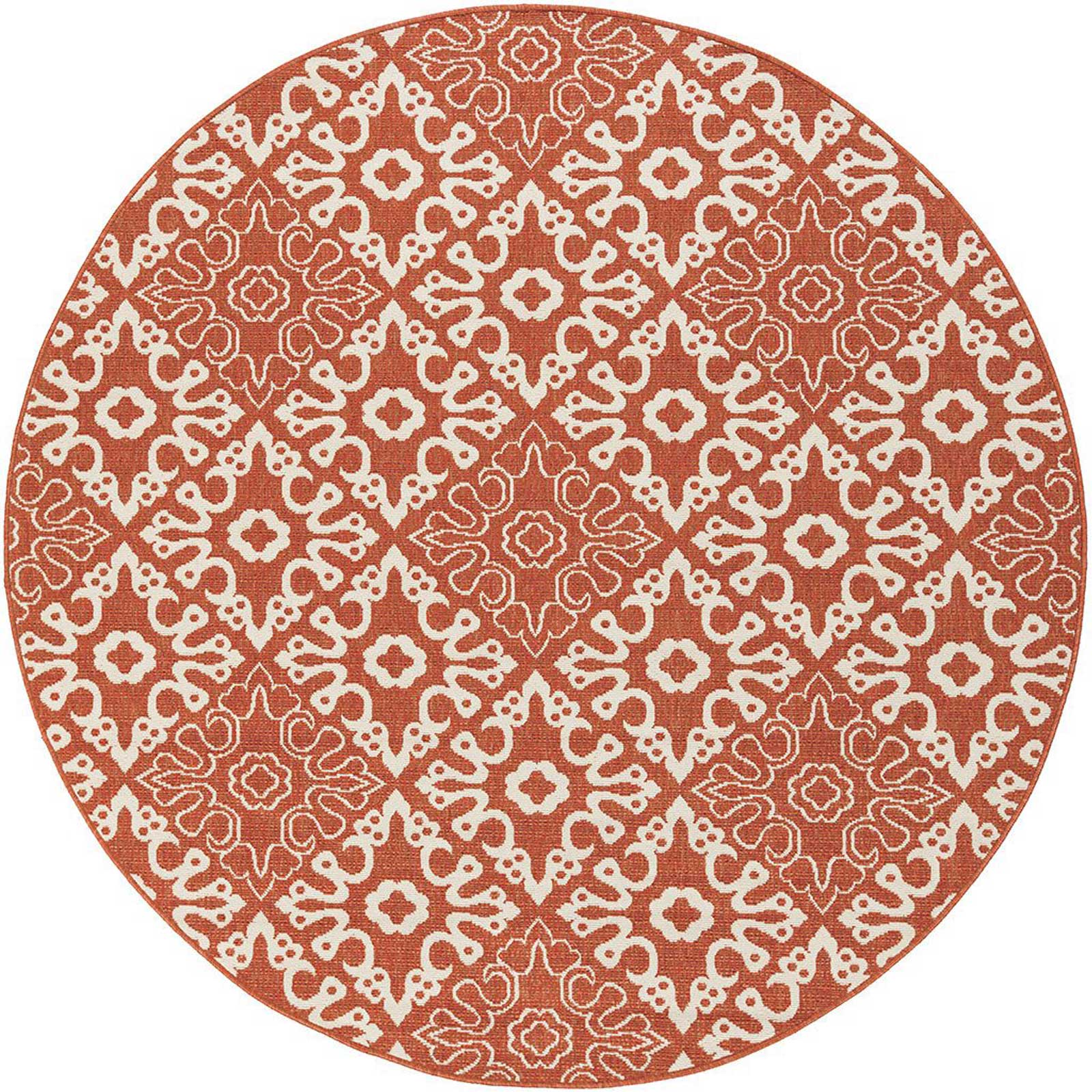 Alfresco Cherry/Beige Round Rug