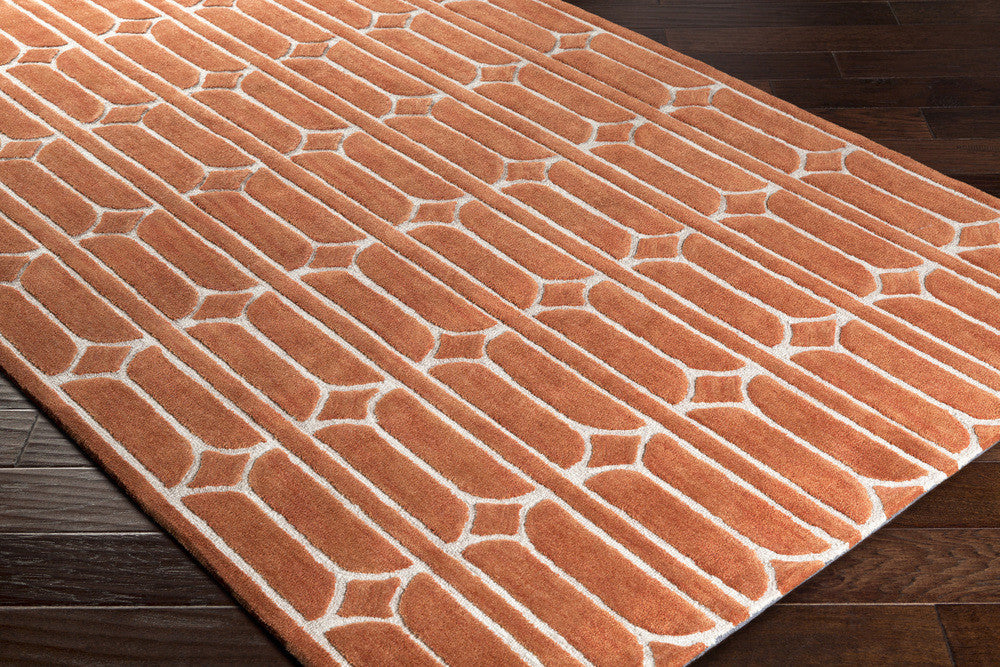 Alexandra Bright Orange/Burnt Orange/Khaki Area Rug