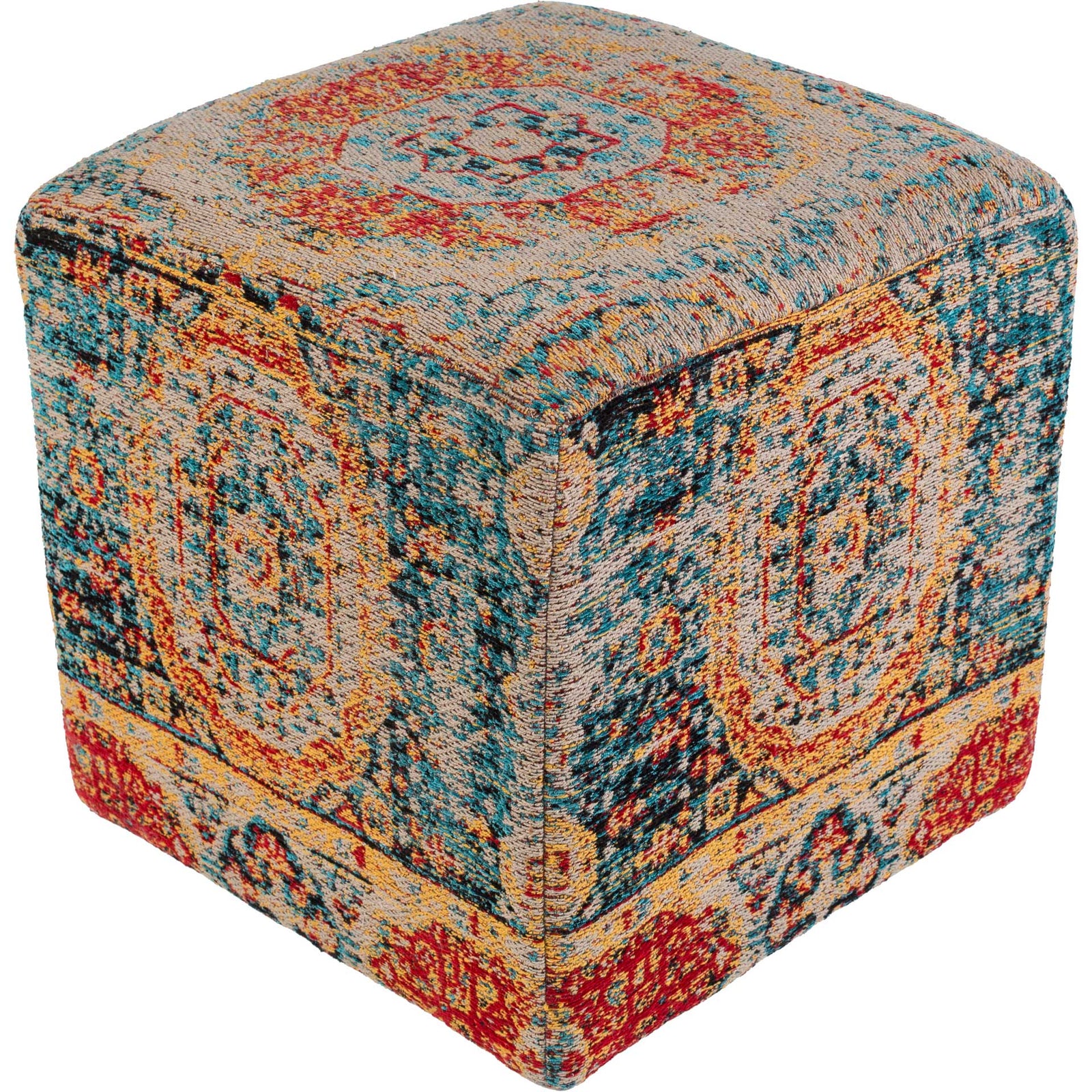 Amina Pouf Bright Blue/Saffron/Bright Red