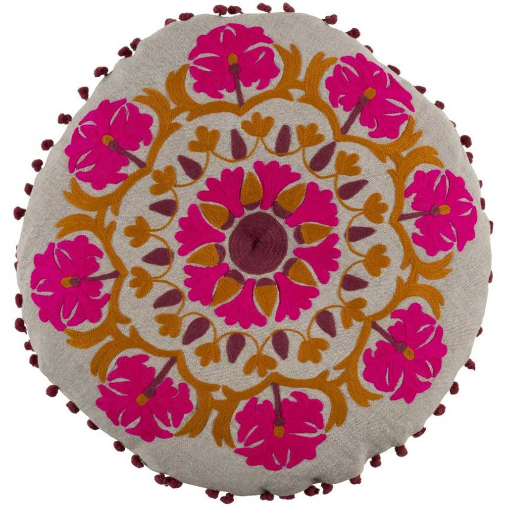 Mesmerizing Moroccan Light Gray/Magenta Pillow