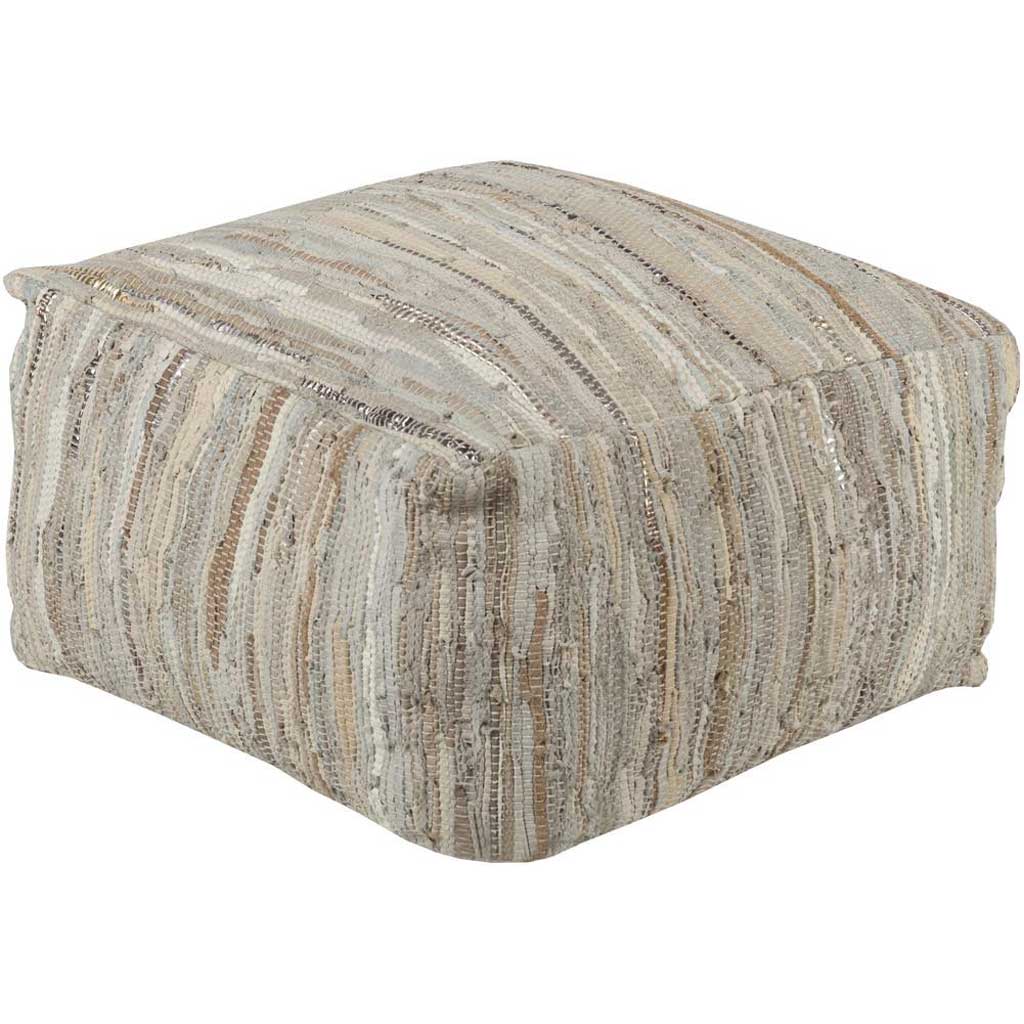 Anthracite Striped Ivory/Beige Cube Pouf