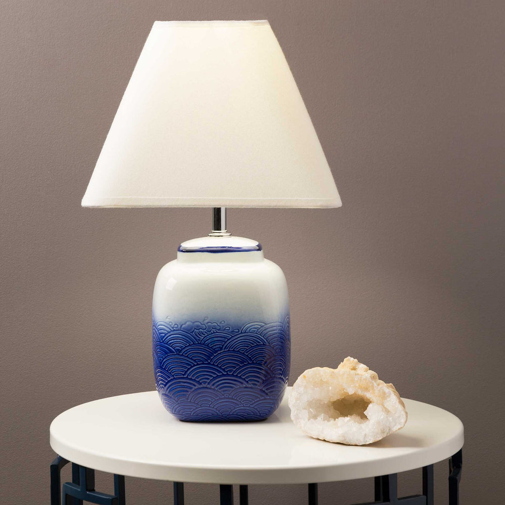 Navy And White Table Lamp
