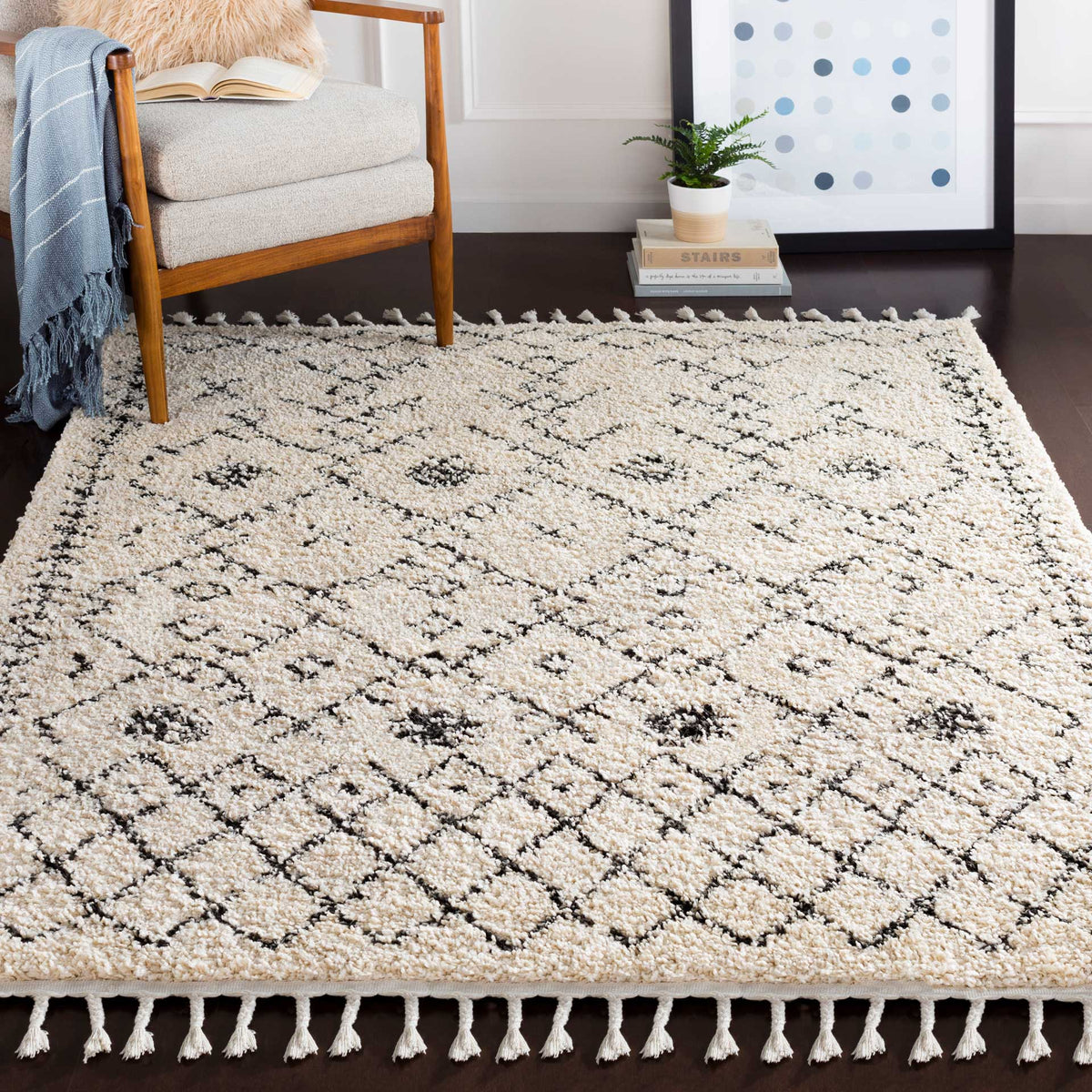 Berber Shag Charcoal/Beige Area Rug