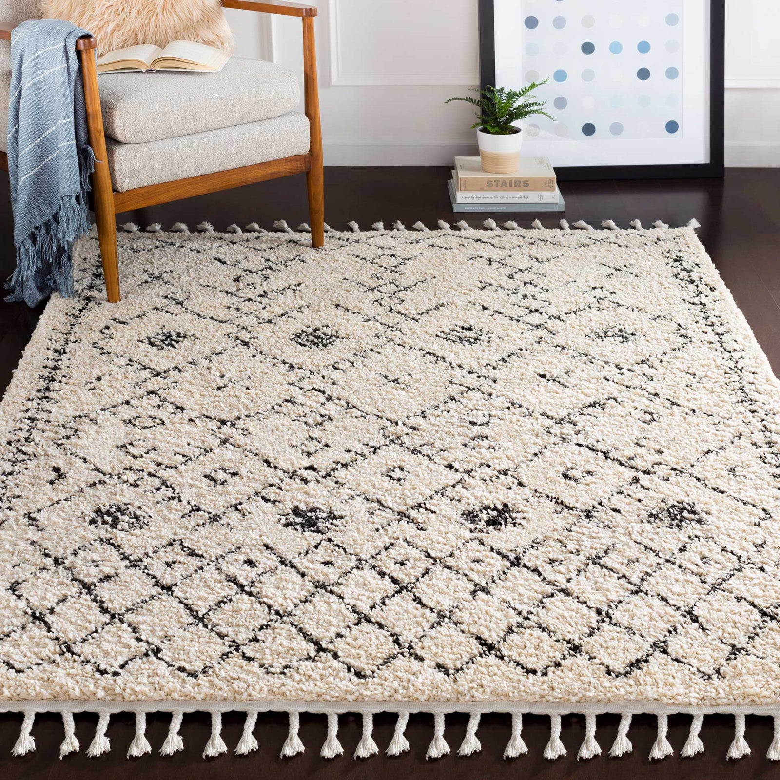 Berber Shag Charcoal/Beige Area Rug