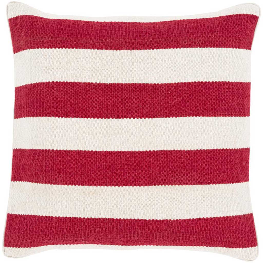 Simple in Stripe Poppy/Light Gray Pillow