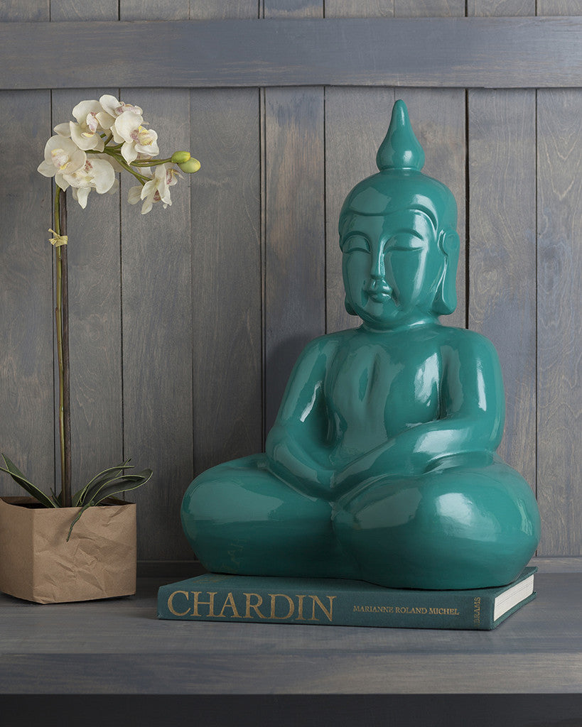 Buddha Ceramic Sculpture Teal Medium