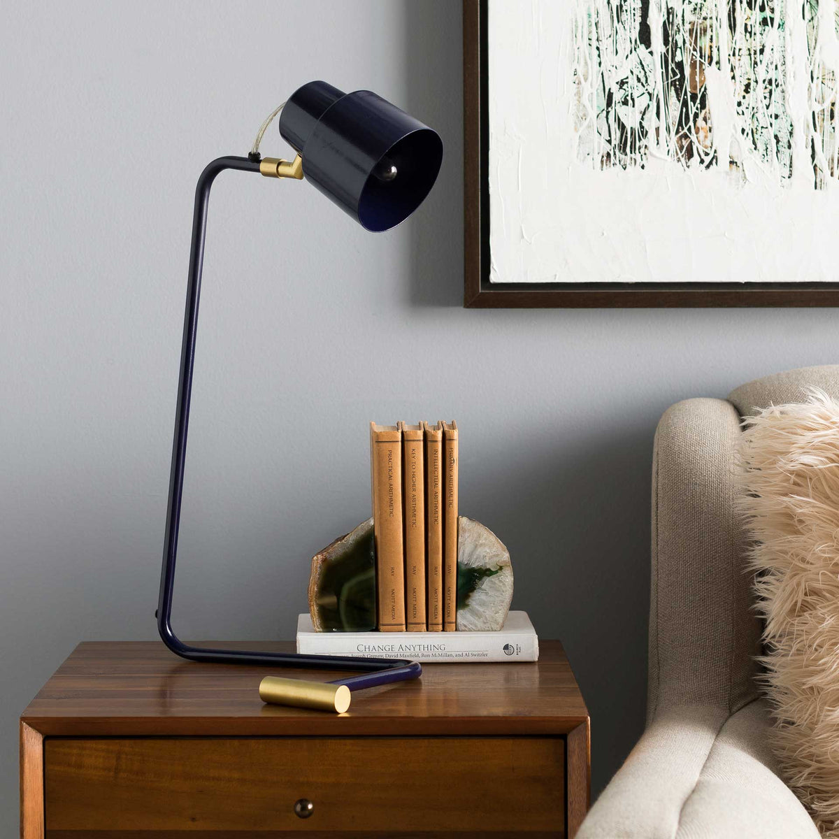 Blythe Table Lamp Violet/Navy/Brass