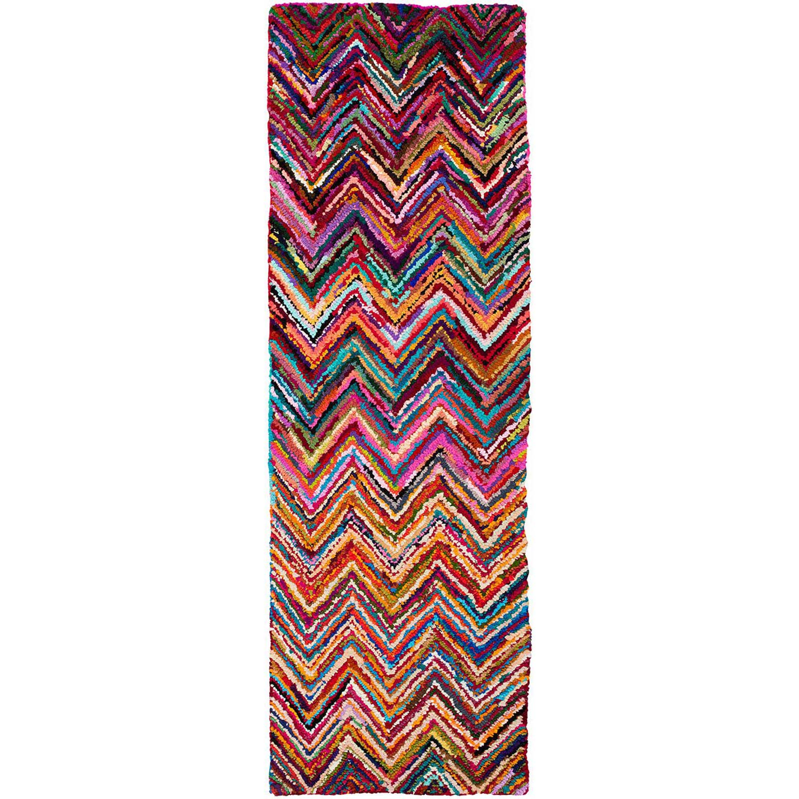 Boho Chevron Magenta/Aqua Runner Rug
