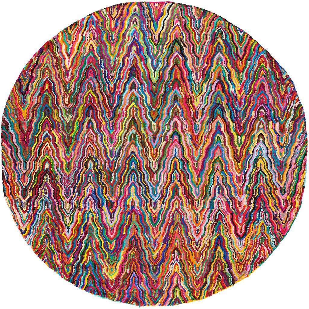 Boho Wave Magenta/Aqua Round Rug