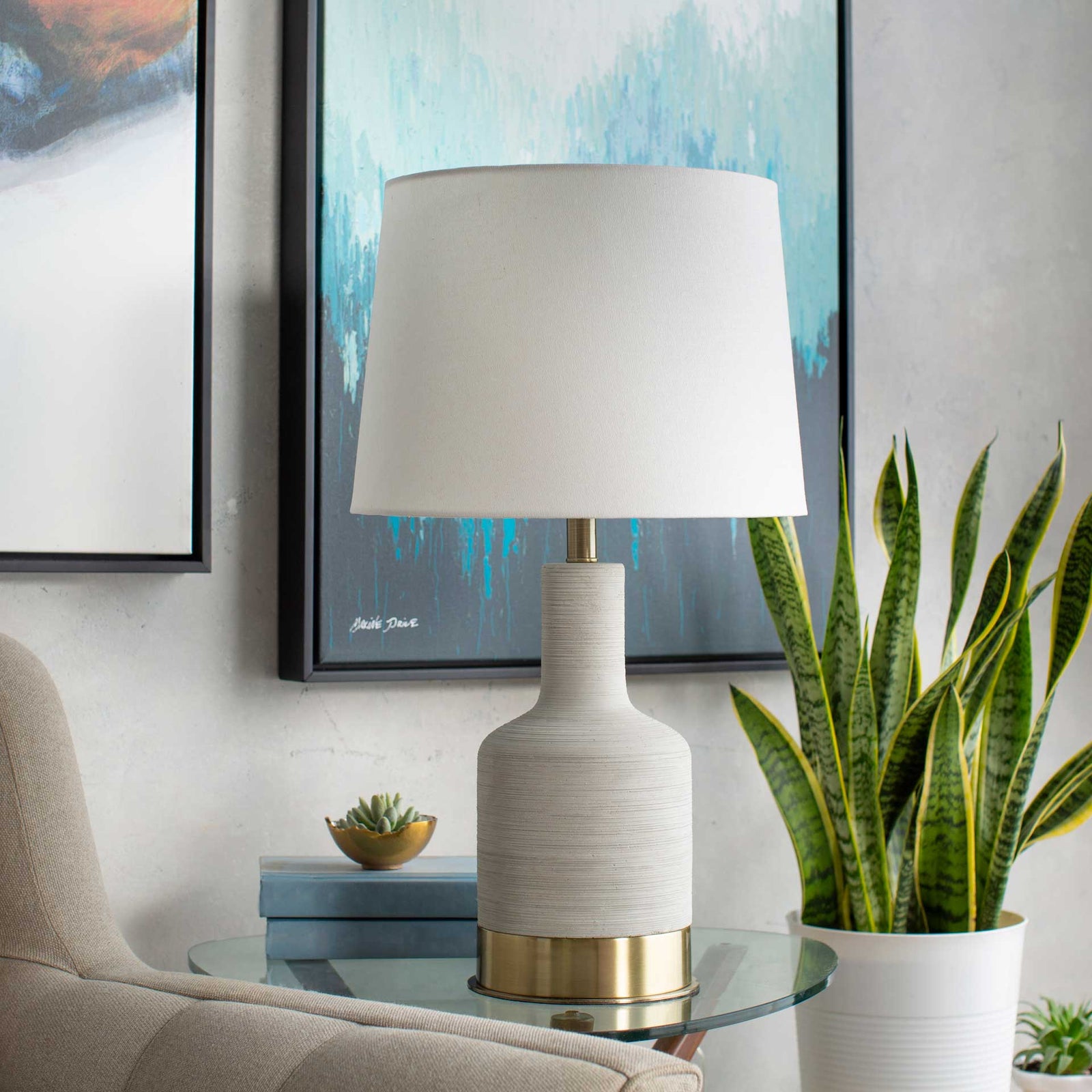 Braden Table Lamp Ivory/Light Gray/White