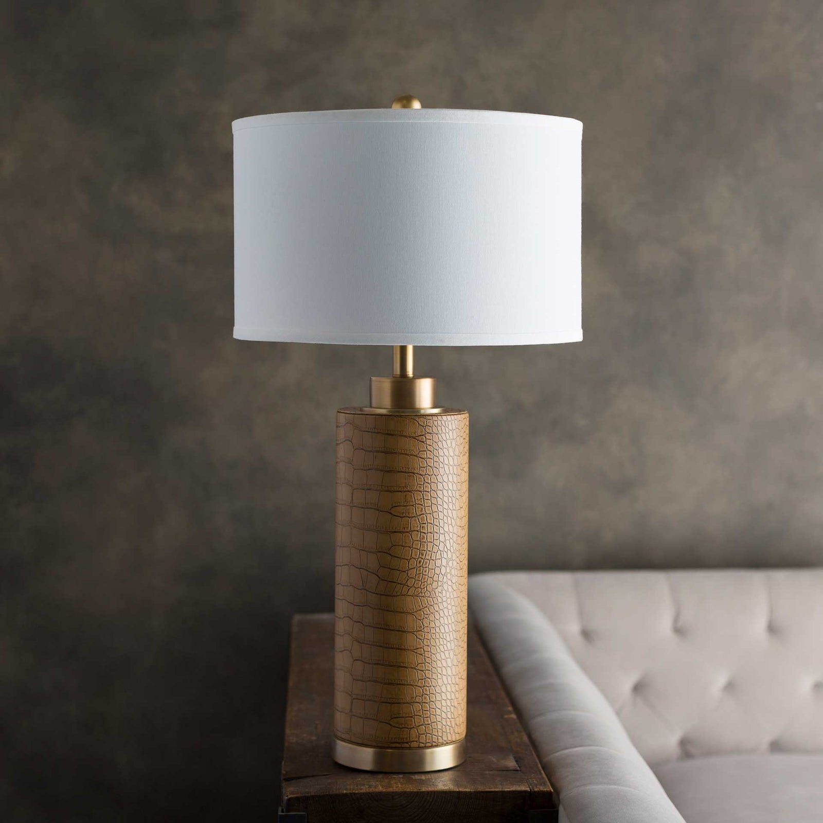 Bruce Table Lamp Tan/White/Camel