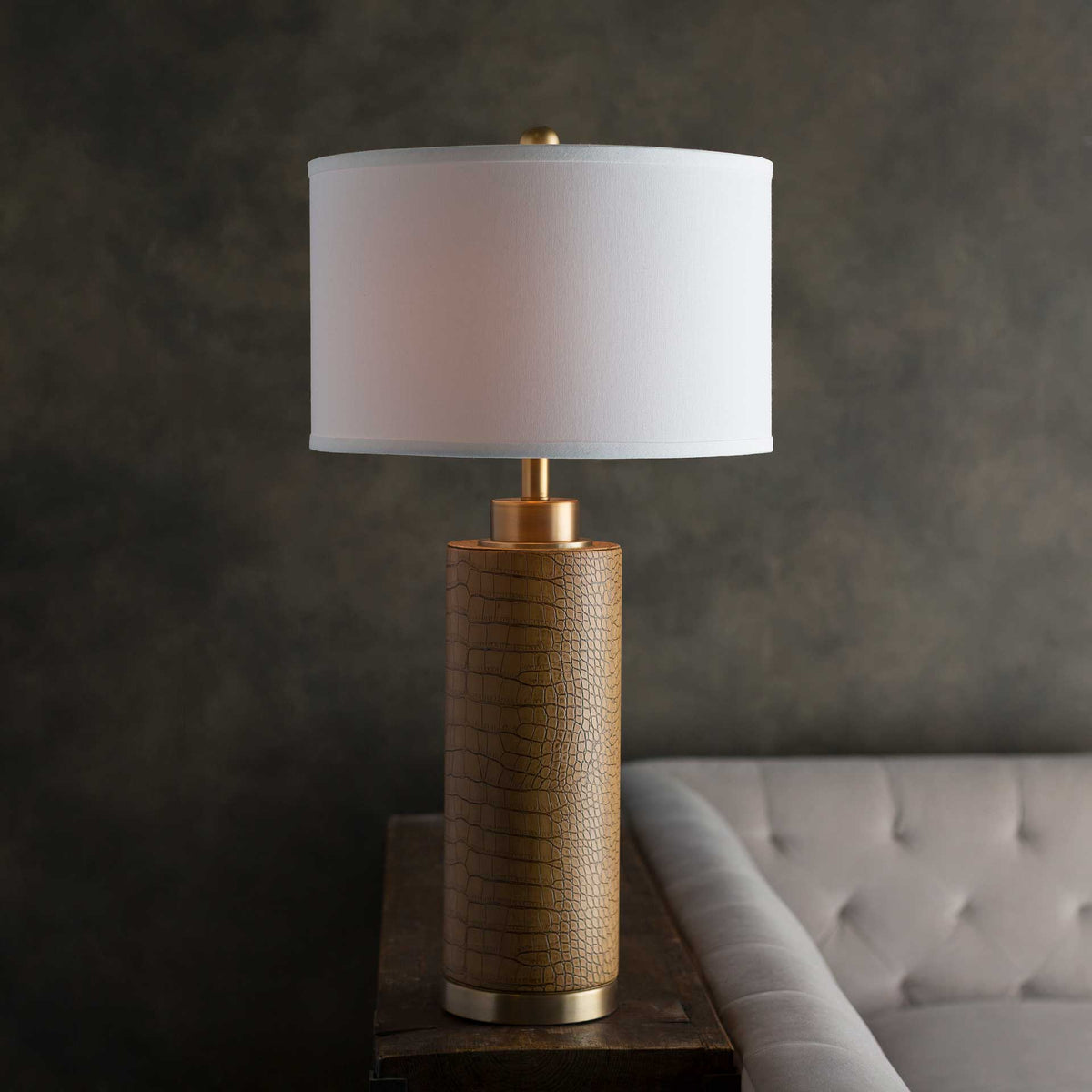 Bruce Table Lamp Tan/White/Camel