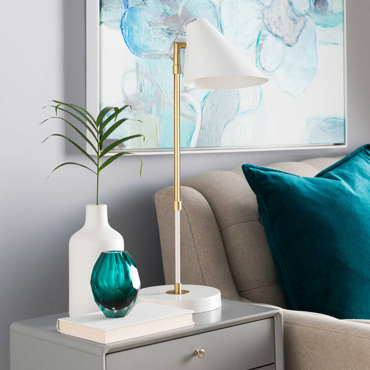 Benson Table Lamp White/Brass