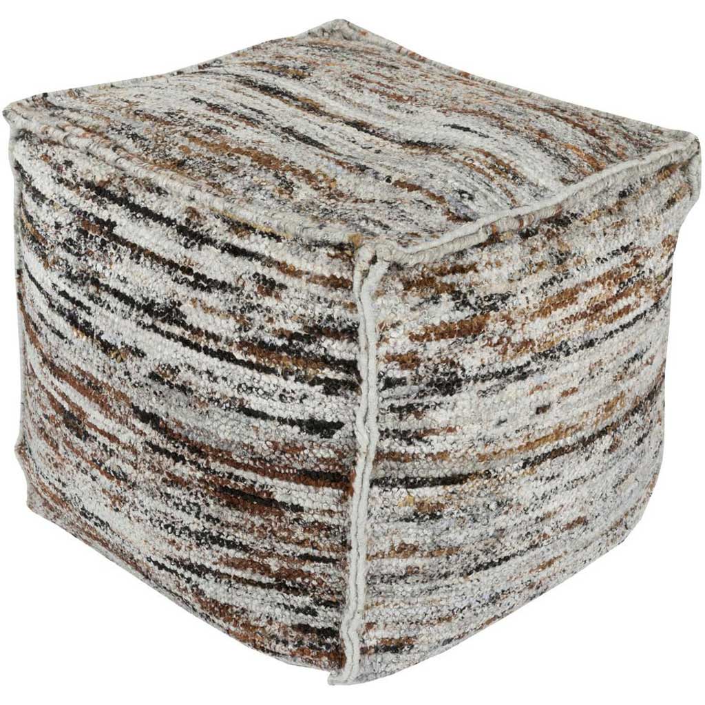 Bazaar Striped Gray Cube Pouf