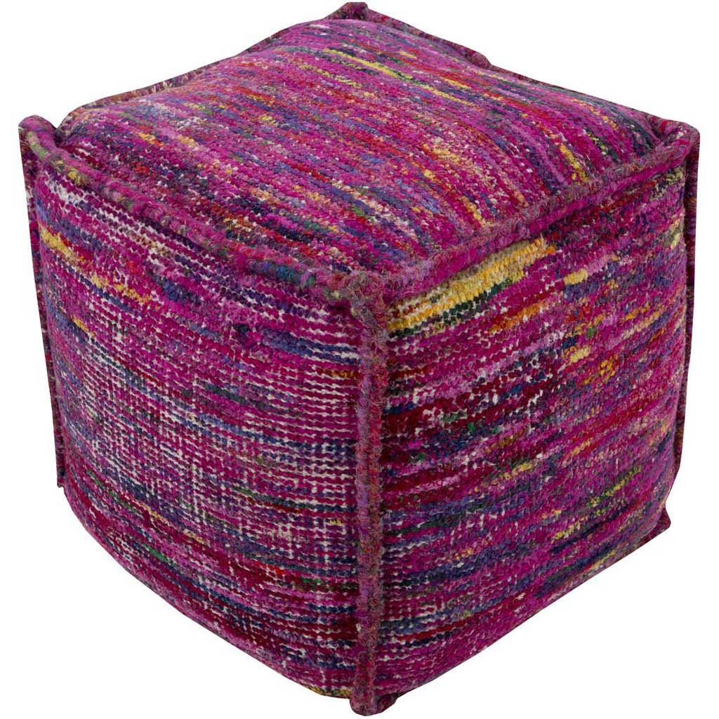 Bazaar Striped Purple Cube Pouf