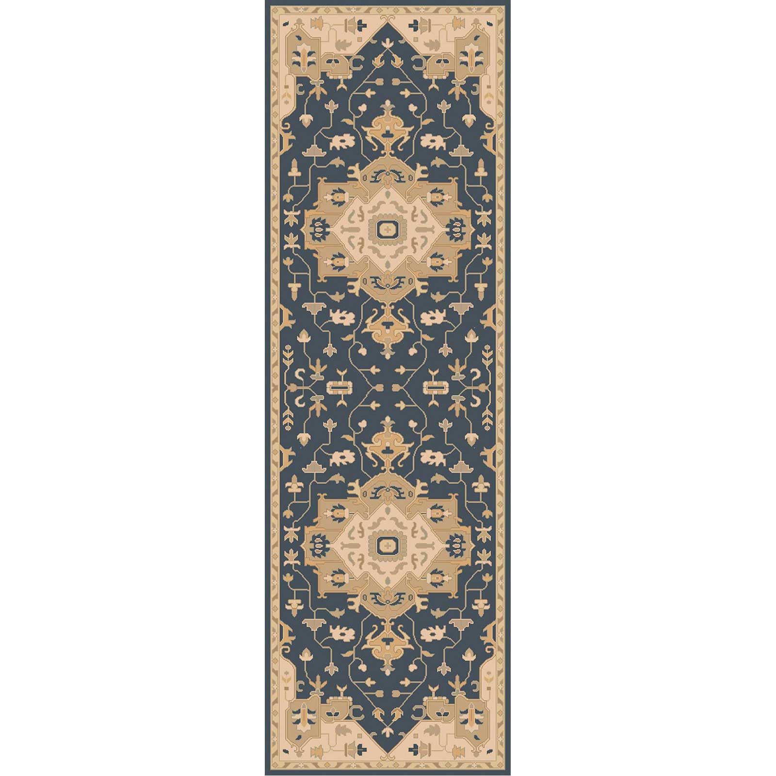 Caesar Navy/Light Gray Runner Rug