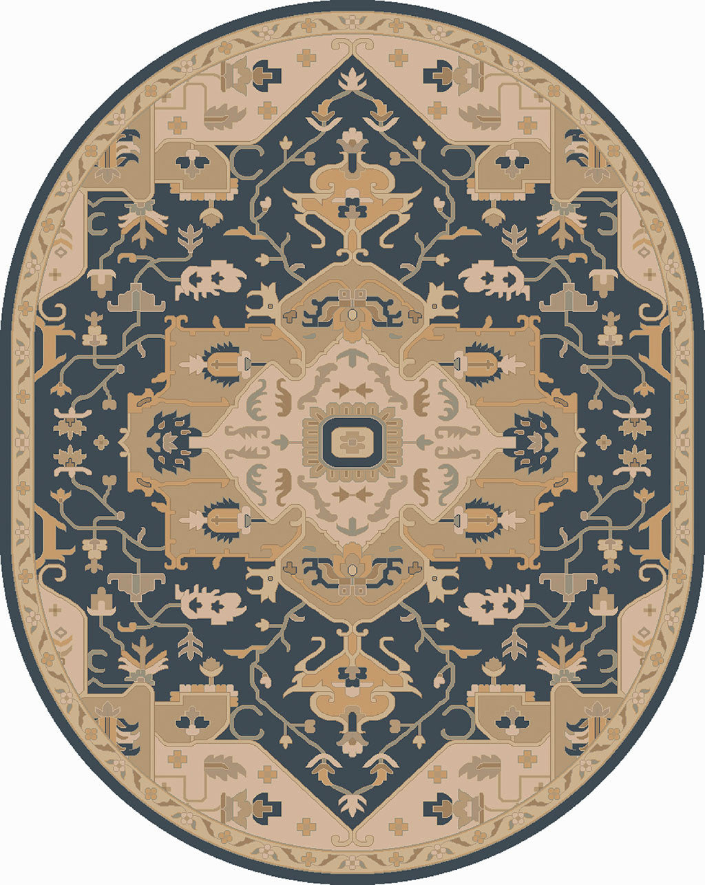 Caesar Navy/Light Gray Round Rug