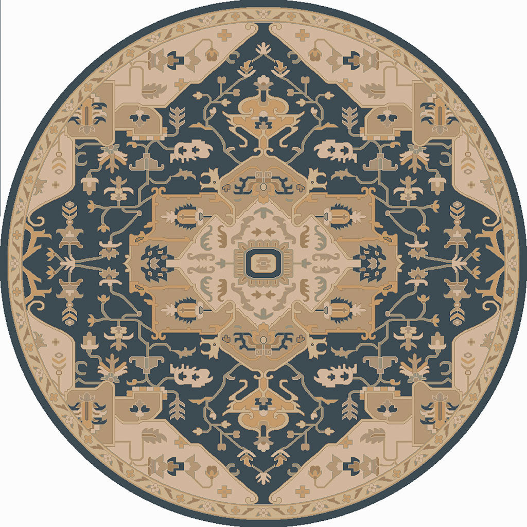 Caesar Navy/Light Gray Round Rug