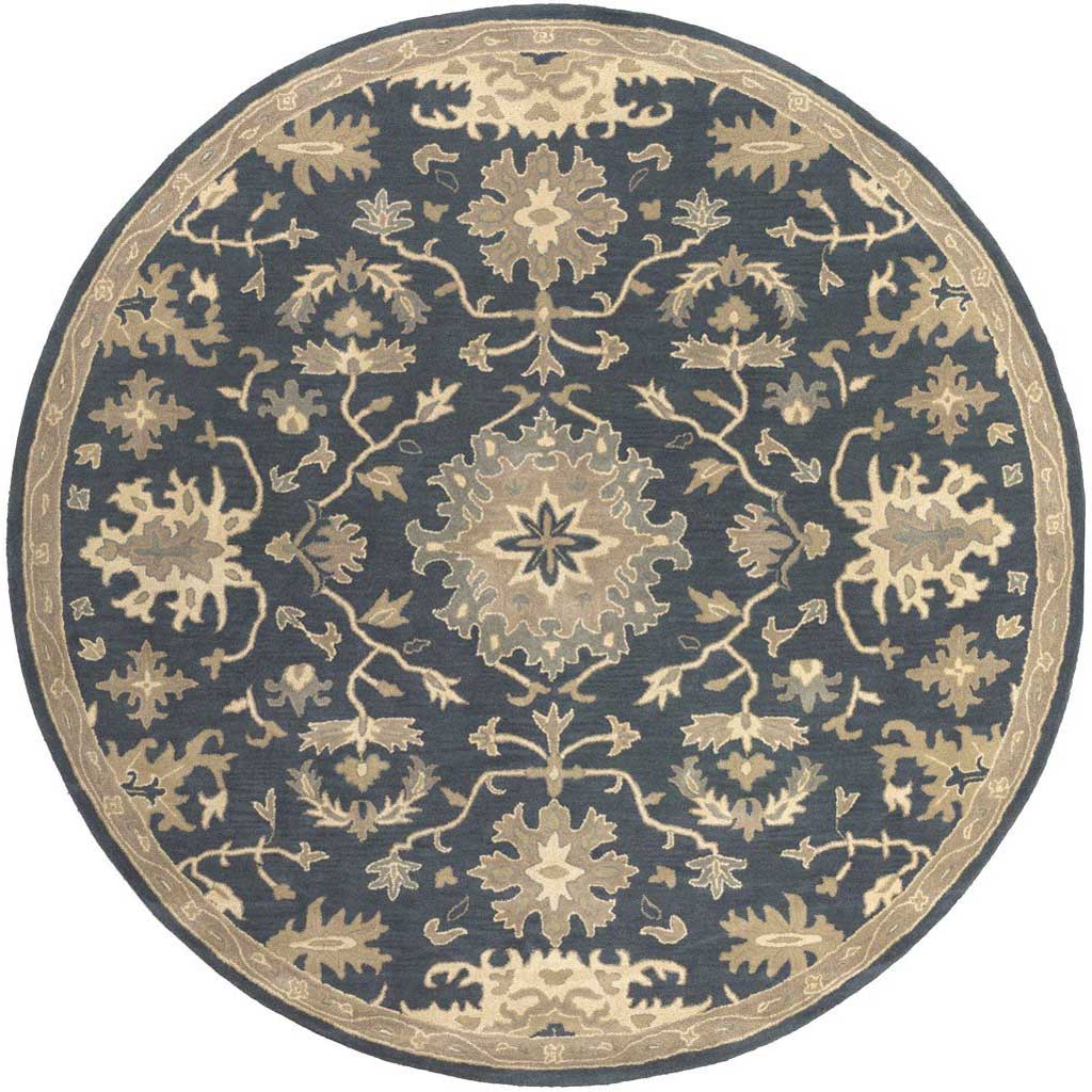Caesar Navy/Taupe Round Rug