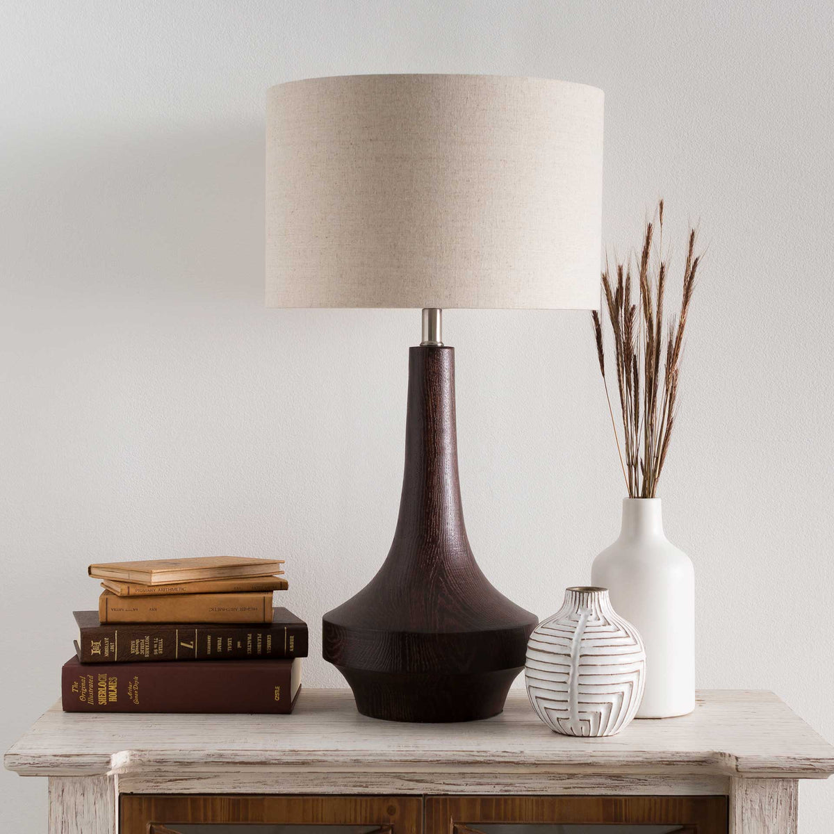 Callum Table Lamp Ivory/Dark Brown/Beige
