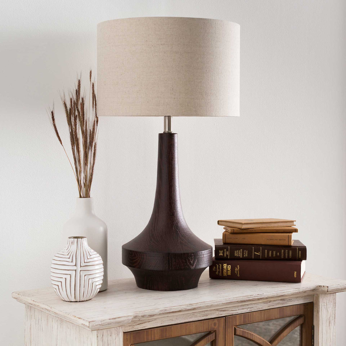 Callum Table Lamp Ivory/Dark Brown/Beige