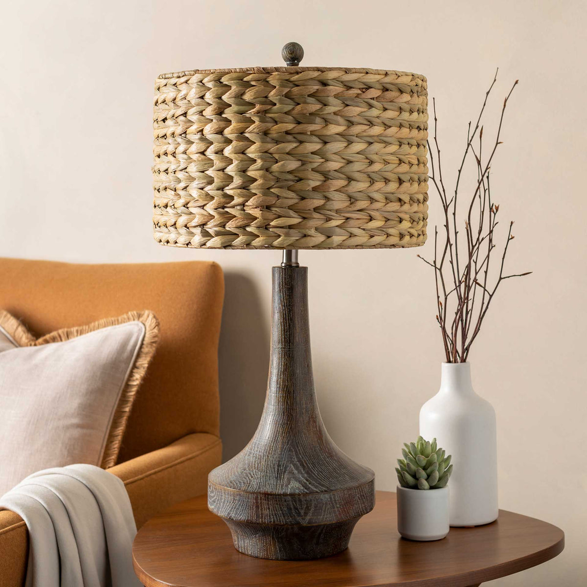 Callum Table Lamp Camel/Slate Gray/Natural