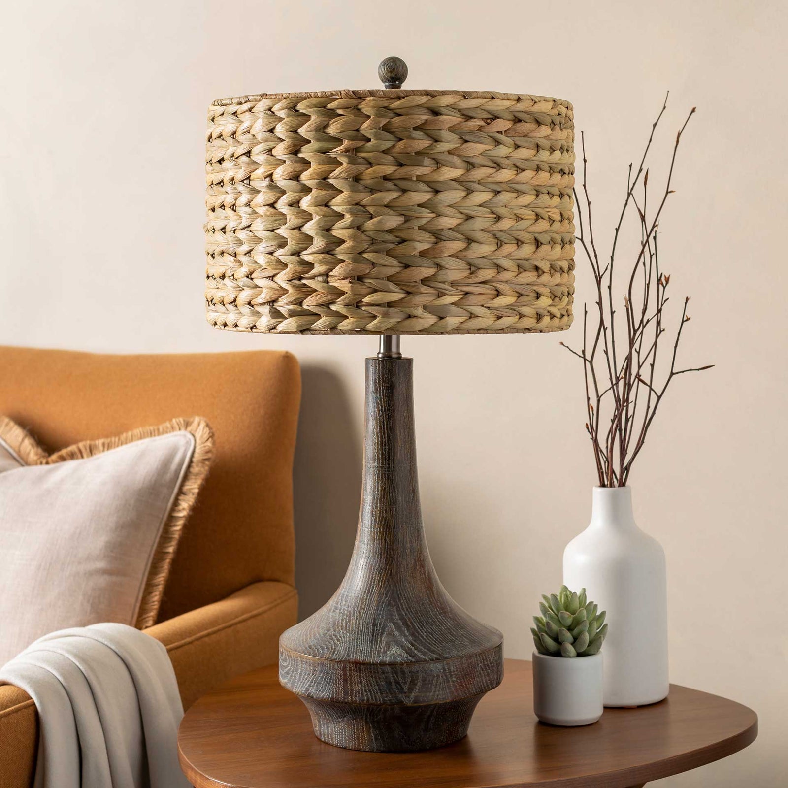 Callum Table Lamp Camel/Slate Gray/Natural