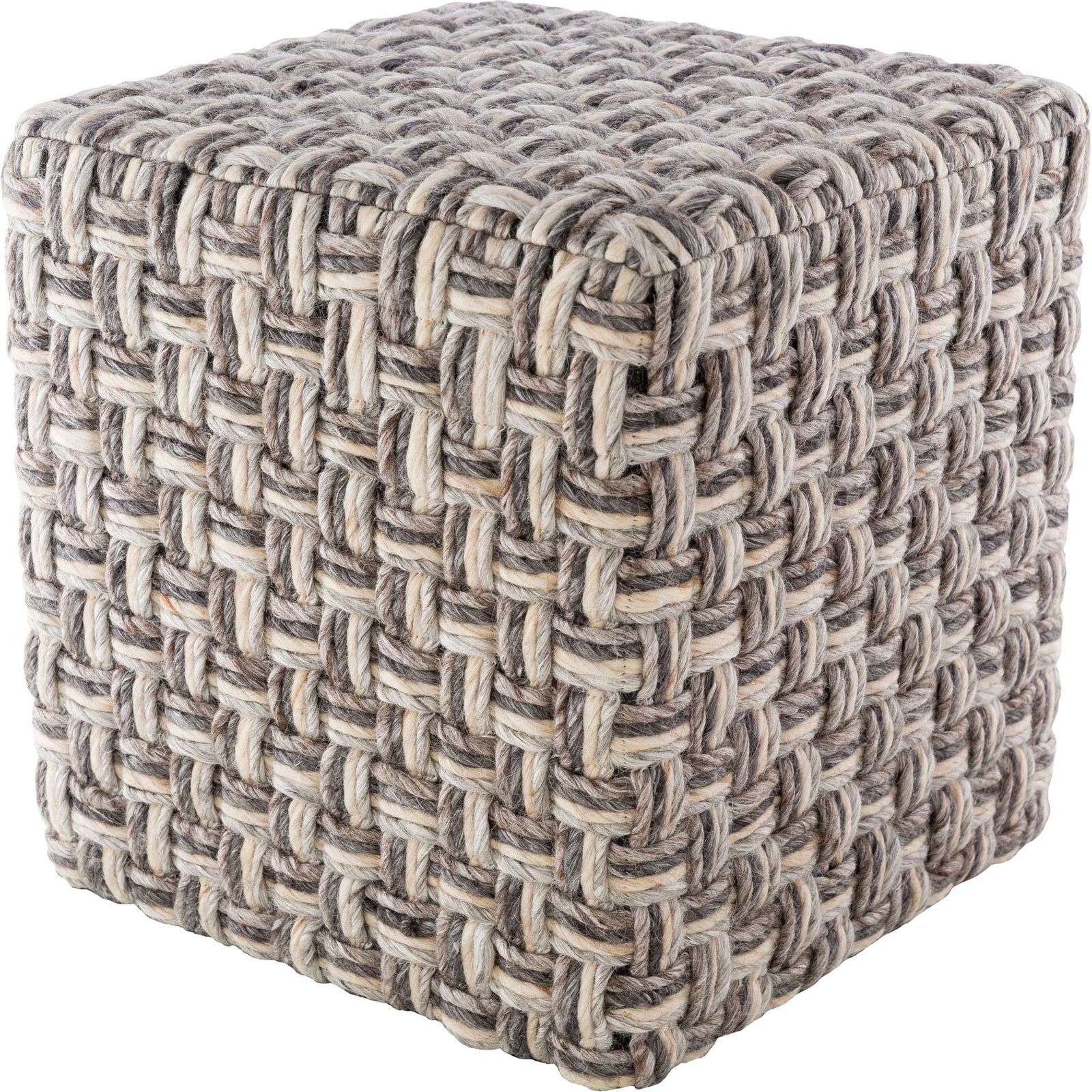 Colton Pouf Charcoal/Camel/Light Gray