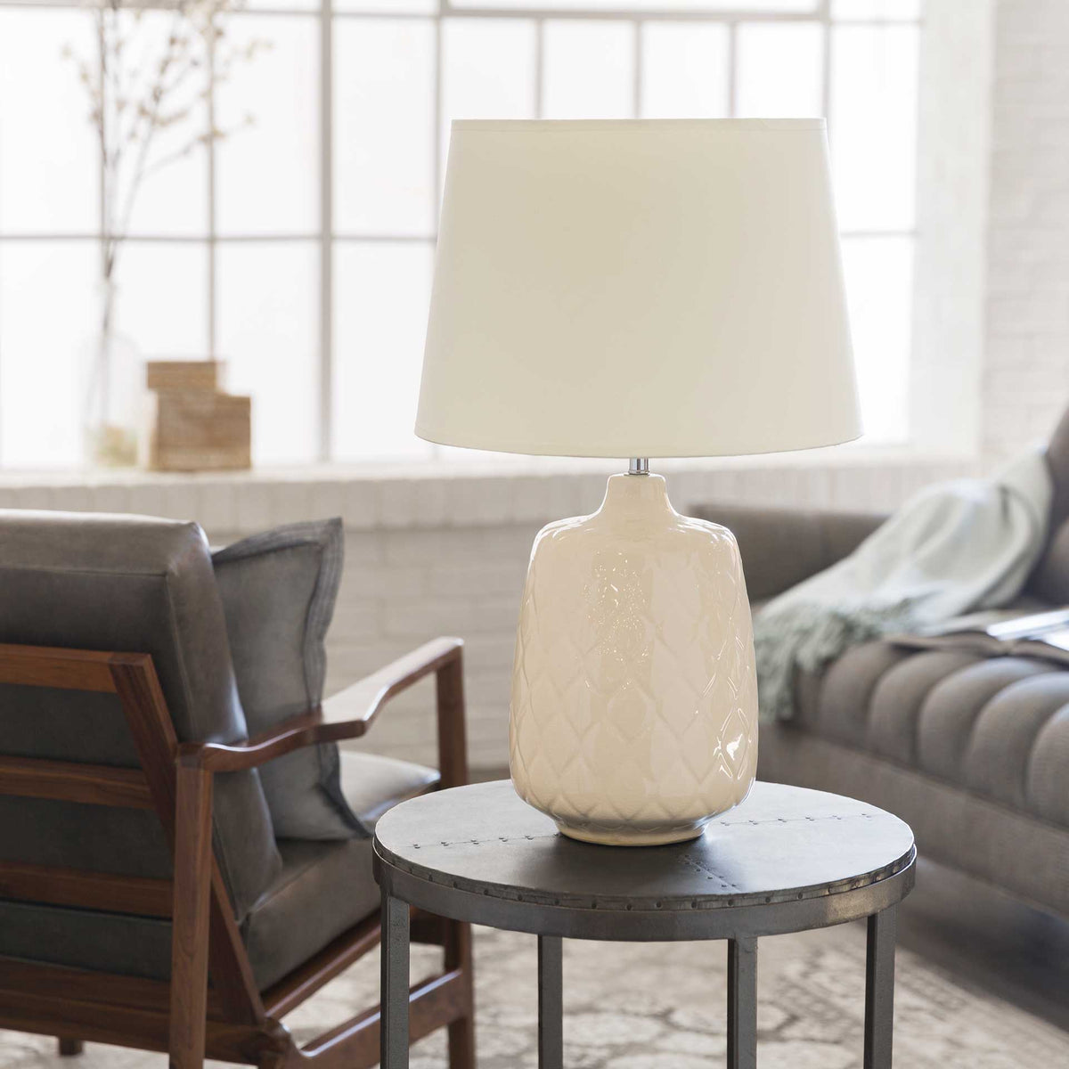 Claire Table Lamp Khaki/Cream