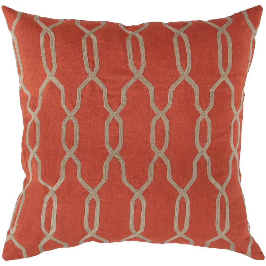 Glamorous Geometric Poppy/Beige Pillow