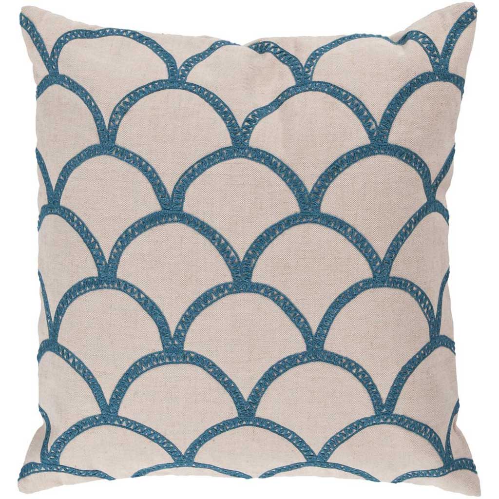 Overlapping Oval Ivory/Teal Pillow