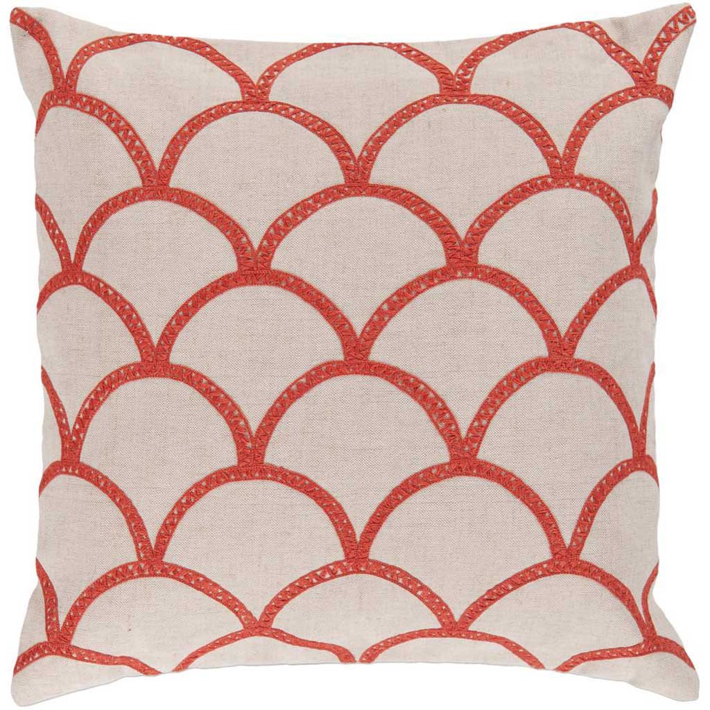 Overlapping Oval Ivory/Poppy Pillow