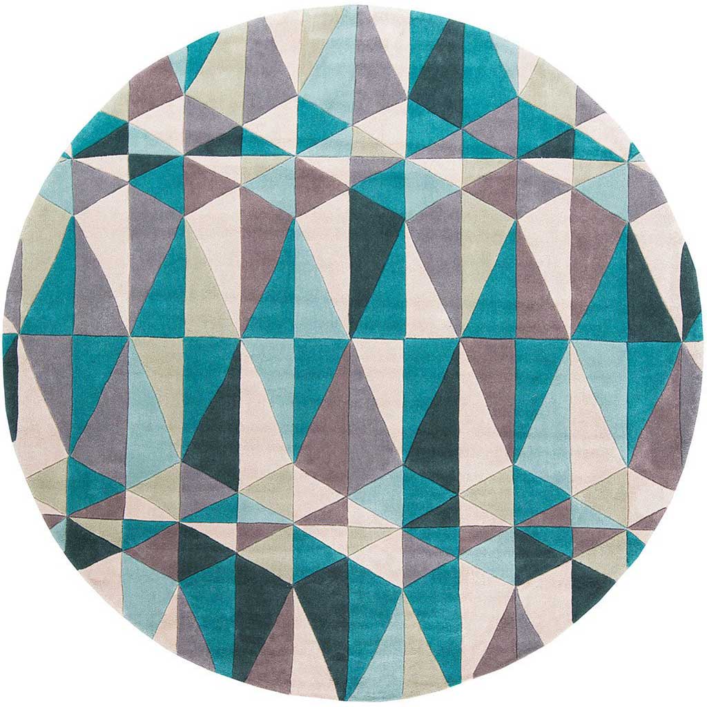 Cosmopolitan Teal/Taupe Round Rug