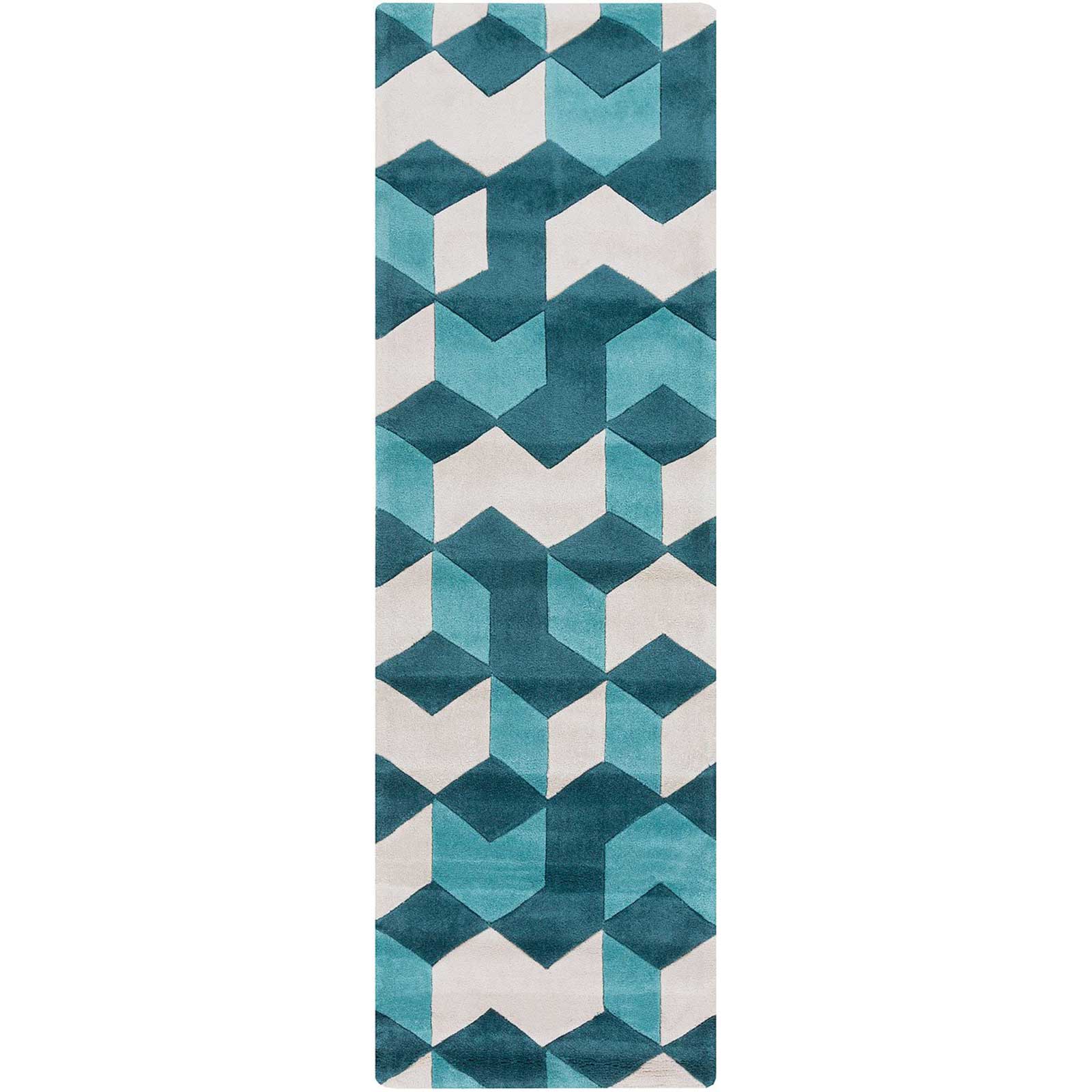 Cosmopolitan Teal/Light Gray Runner Rug