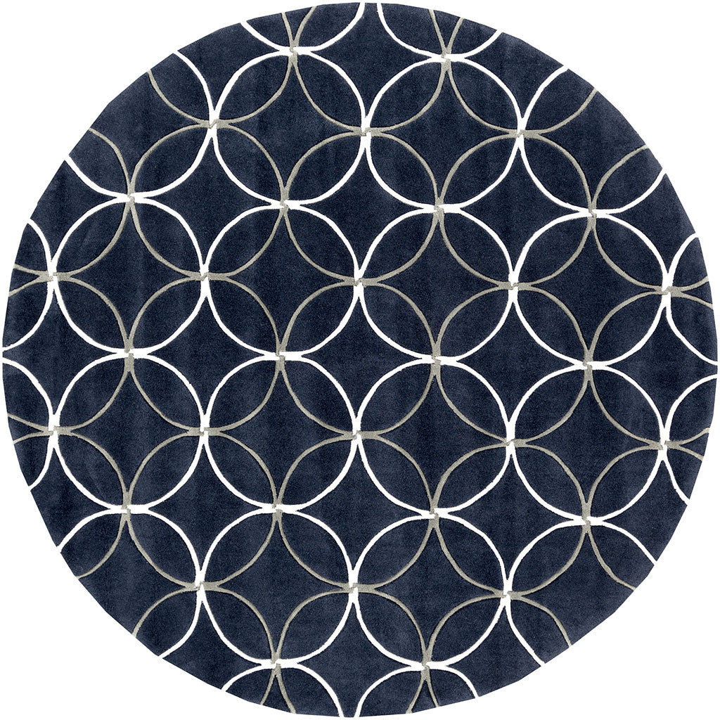 Cosmopolitan Gray/Navy Round Rug