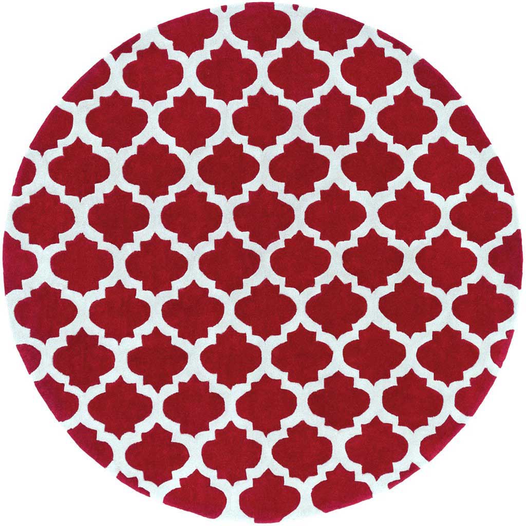 Cosmopolitan Light Gray/Cherry Round Rug