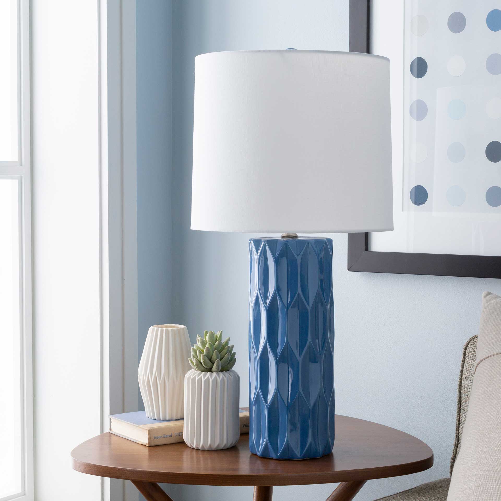 Drake Table Lamp Bright Blue/White/Blue
