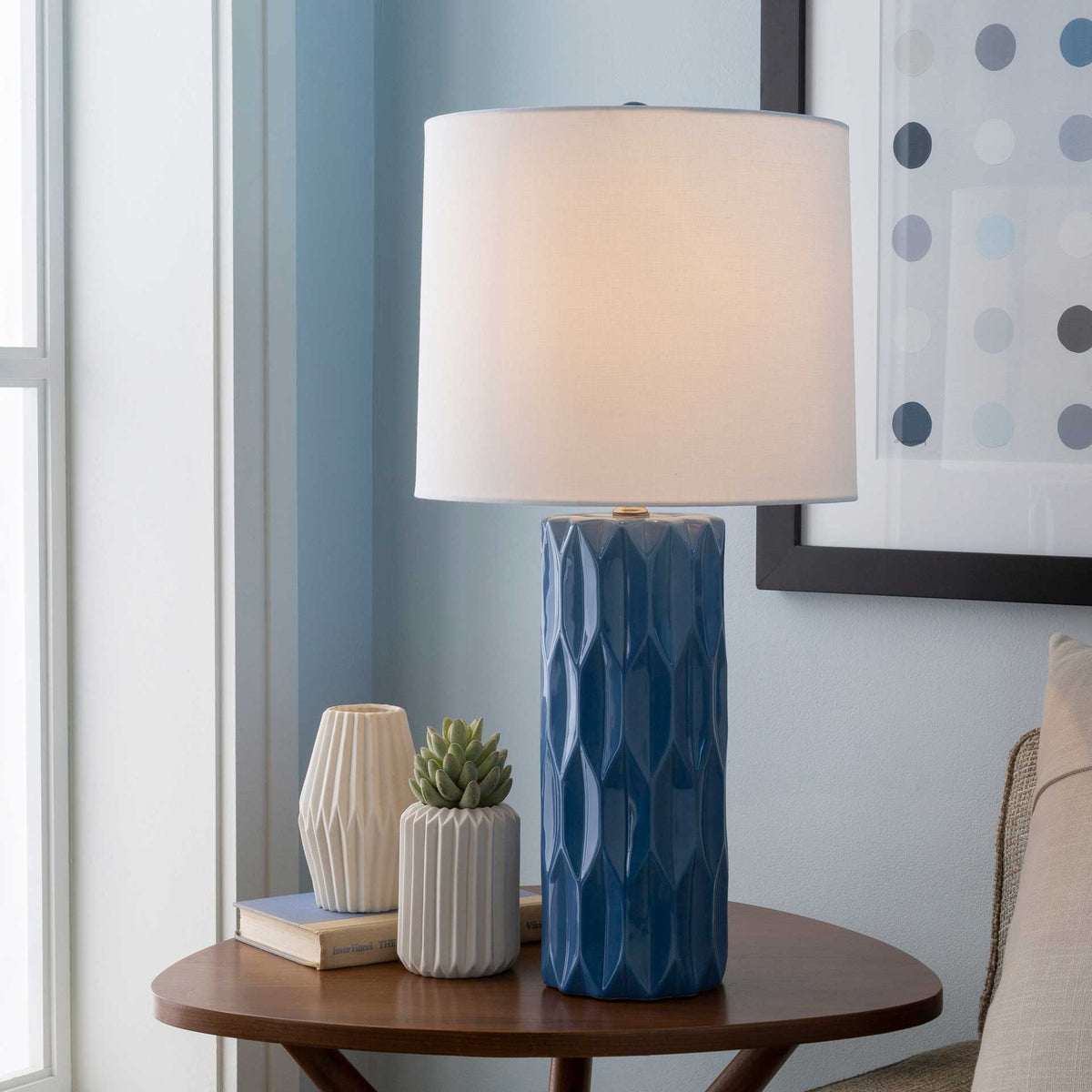 Drake Table Lamp Bright Blue/White/Blue