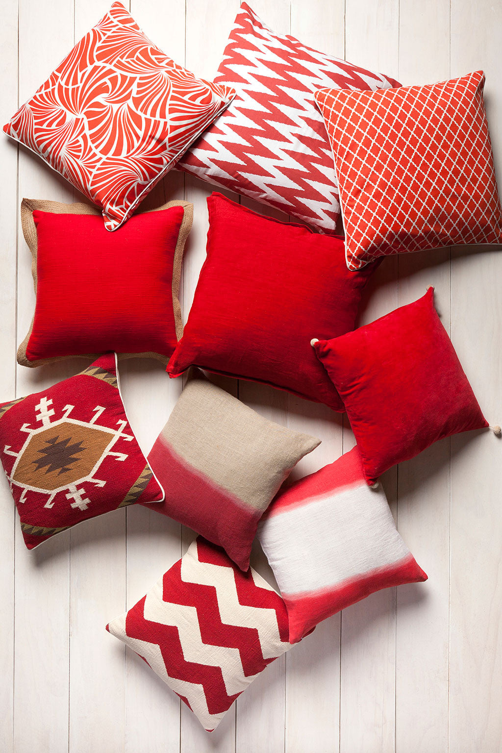 Dip Dyed Light Gray/Cherry Pillow